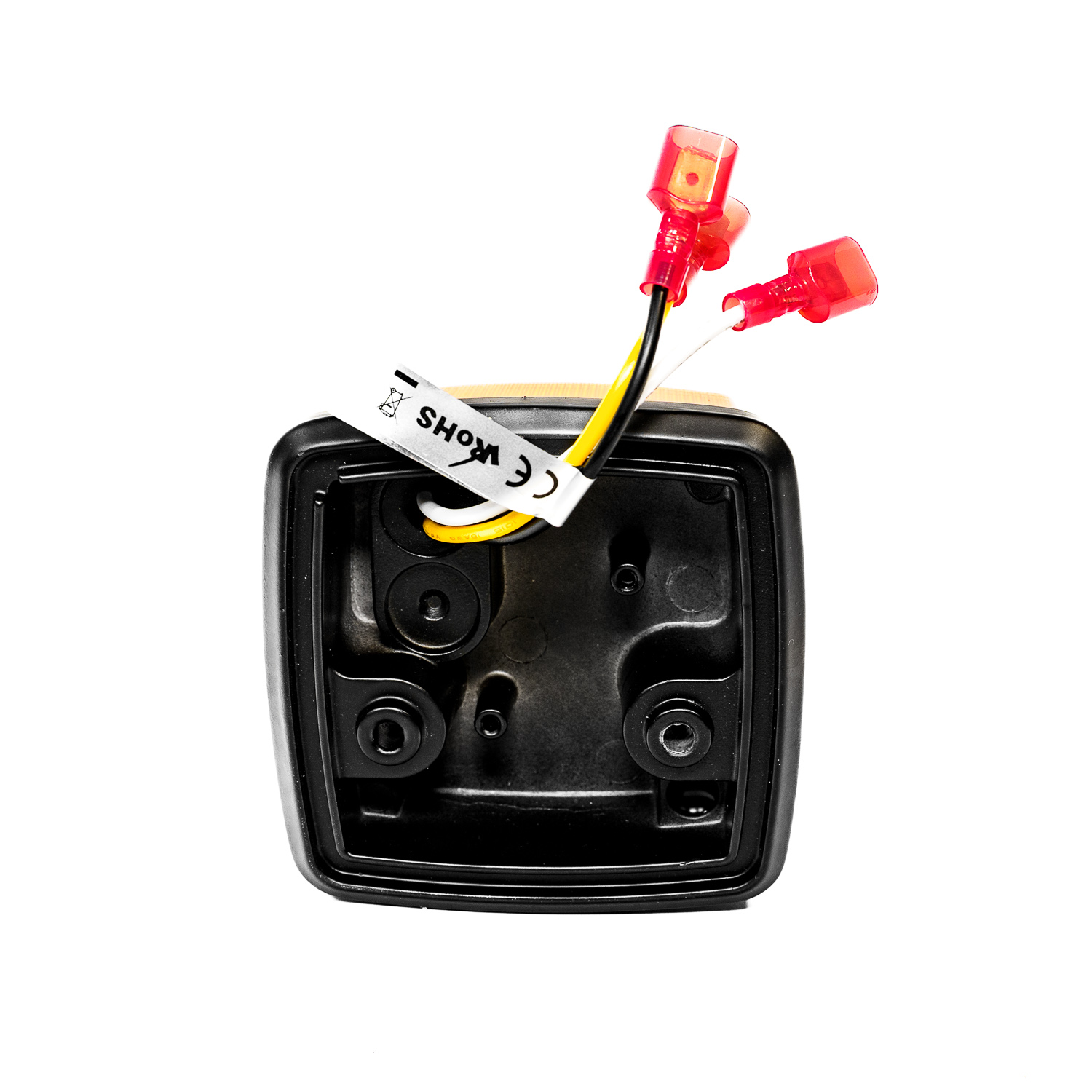 Feu combiné avec lentille orange et blanche et câbles de connexion avec fiches rouges